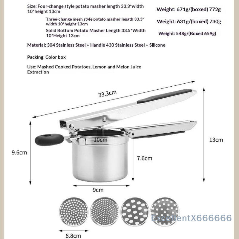 Home Cooking Restaurants - Stainless Steel Potato Ricer Heavy Duty