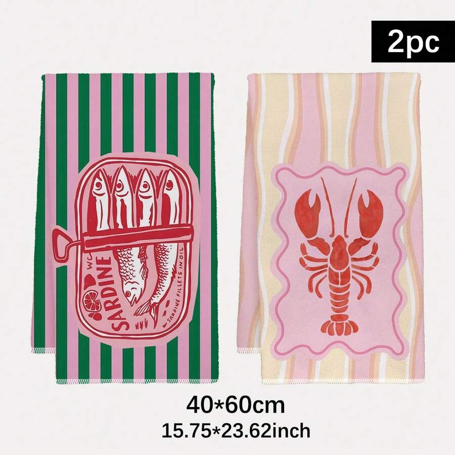 Home Cooking Cookbook - 2Pcs, Pink and Green Striped Shrimp