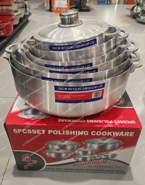 Home Cooking Cookbook - 6Pcs Aluminum Pot Set Heavy Gauge