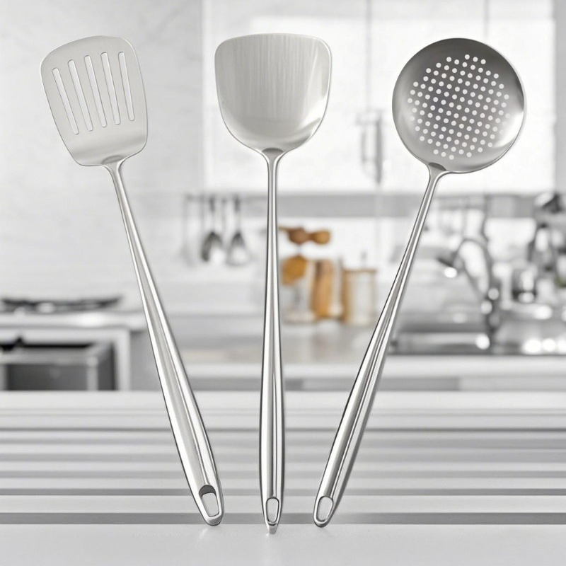 Home Cooking Utensil Set - Food Stainless Steel Wok Spatula Metal