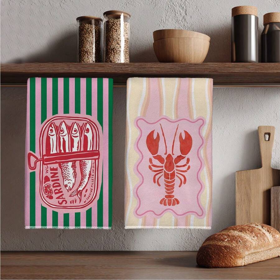 2Pcs, Pink and Green Striped S - огляд і ціна Home Cooking Cookbook