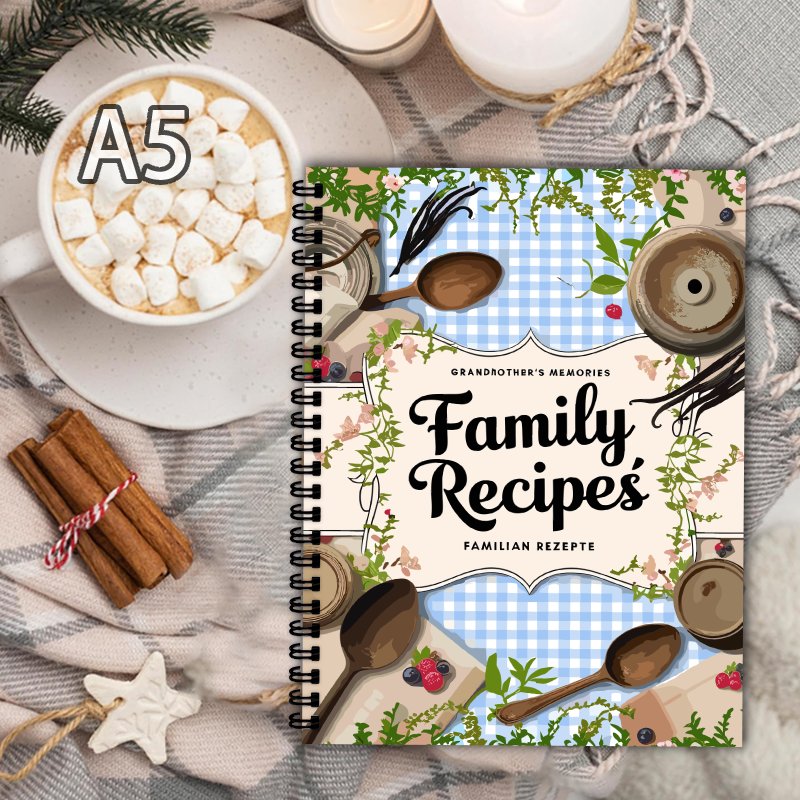 A5 Recipe Book, Blue Grid, Vin - огляд і ціна Home Cooking Cookbook