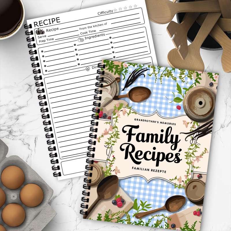 A5 Recipe Book, Blue Grid, Vin - огляд і ціна Home Cooking Cookbook
