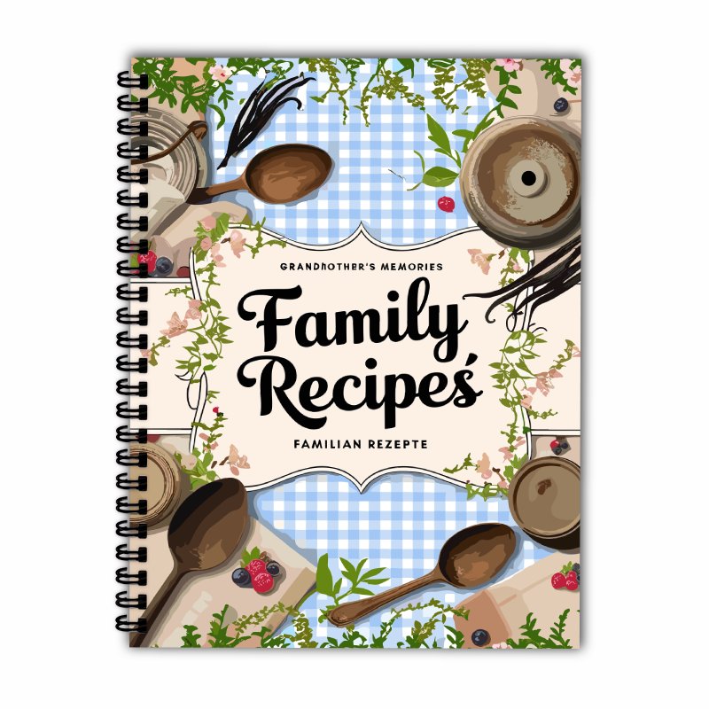 A5 Recipe Book, Blue Grid, Vin - огляд і ціна Home Cooking Cookbook