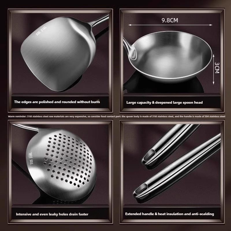 Food Stainless Steel Wok Spatu - огляд і ціна Home Cooking Utensil Set